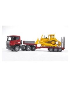 Bruder Scania R-Series Low Loader Truck With Cat Bulldozer
