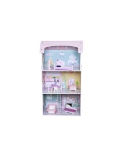 Doll Central Anna's Doll House Wooden 3 Storey With 8 Accessories