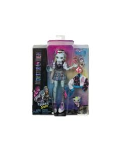 Monster High Doll, Frankie Stein with Accessories and Pet, Posable Fashion Doll with Blue and Black Streaked Hair