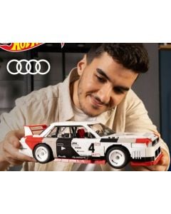 MEGA Hot Wheels Collectible Car Building Toy, Audi 90 Quattro IMSA GTO with 973 Pieces and Die-Cast Model, Build & Display Set for Collectors, Red