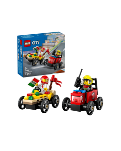 LEGO® City Pizza vs. Fire Truck Race Car Pack Toy Soapbox Racing Set 60458